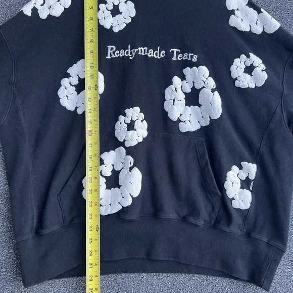 READY MADE X DENIM TEARS COLLAB Black Hoodie Size XL, No Drawstrings! - Picture 3 of 7